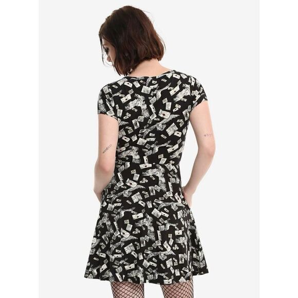 Harry Potter Hogwarts Letter black mini Dress hot topic exclusive size xs - Picture 2 of 14